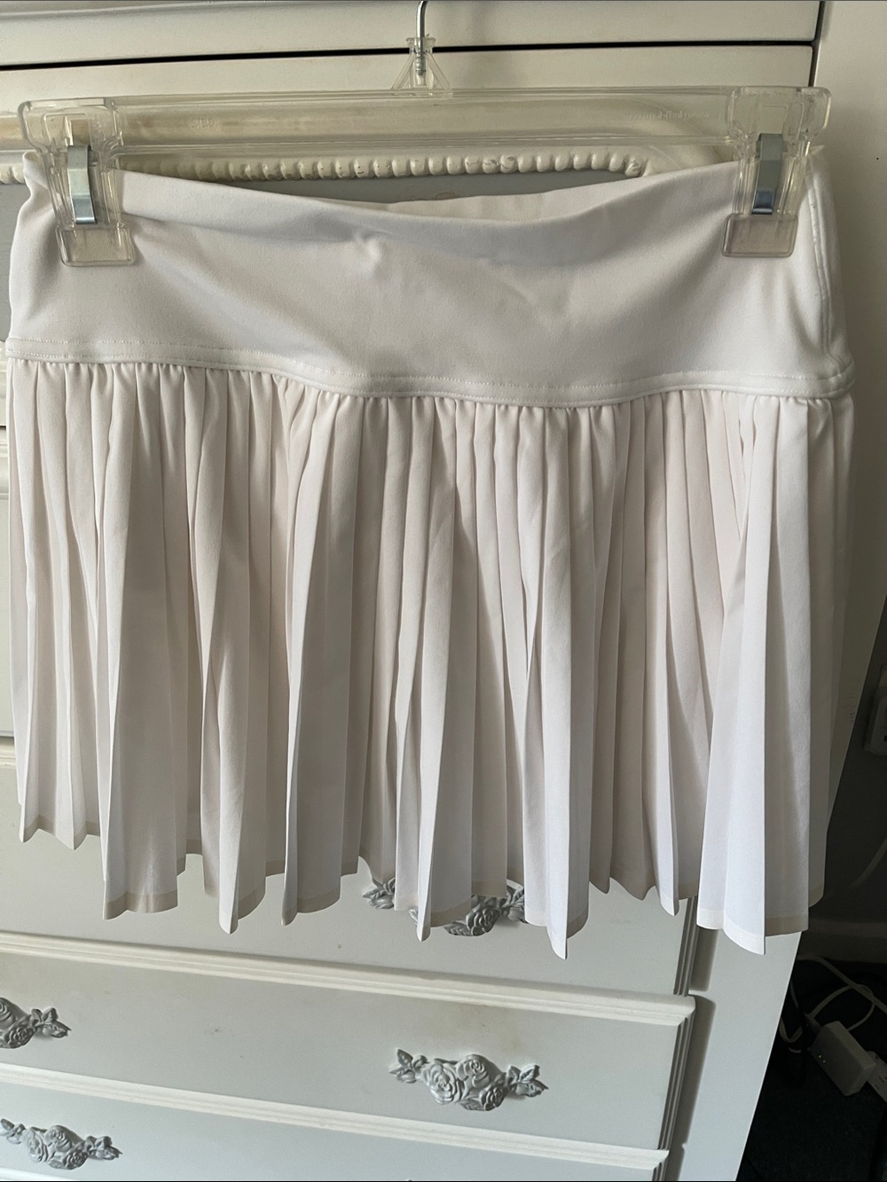 Women's White Pleated Skater Skirt - Elegant Circle Silhouette